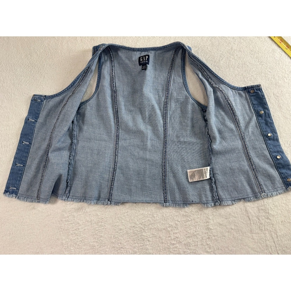 Gap Button Front Denim Tank Top Womens 0 Blue Scoop Neck Relaxed Fit Modest - Picture 4 of 9